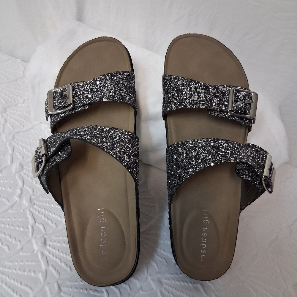Madden Girl Women's Glitter Sandals - Silver Size 9.5 - Picture 15 of 16